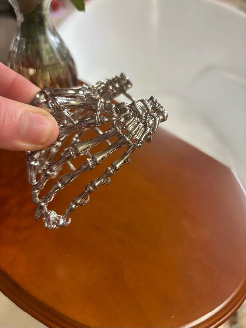 Silver Skeleton Hand Hair Claw Clip - Gothic Women’s Hair Accessory